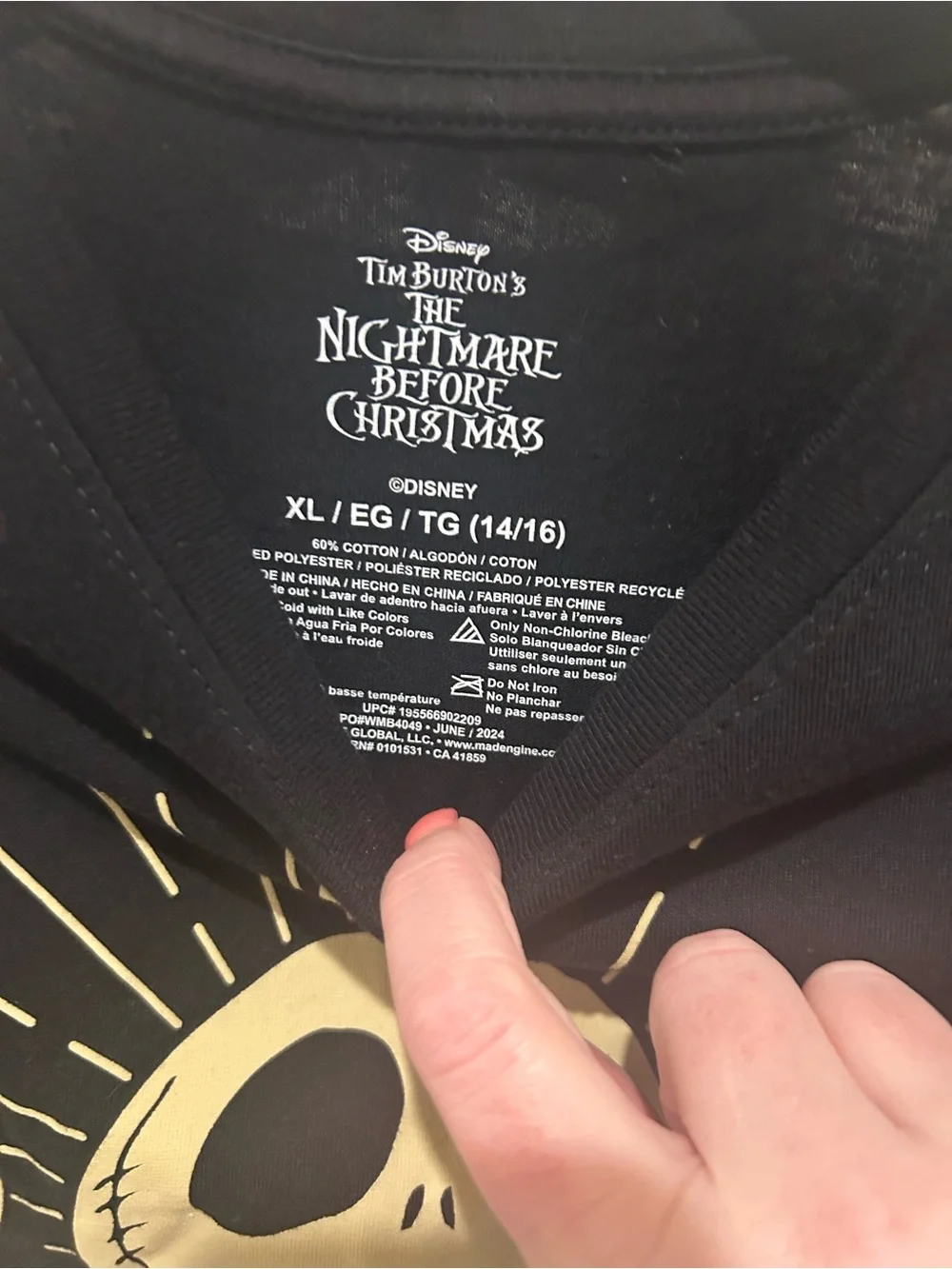 Disney Black Tee with Gold Jack Skellington Graphic
